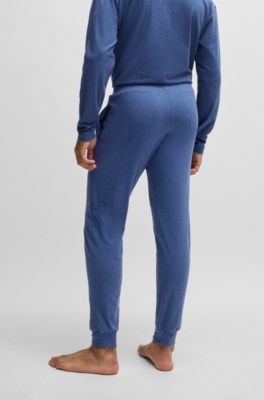 Logo-print tracksuit bottoms in stretch cotton, Dark Blue