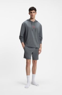 Shorts de ropa de sal&oacute;n de algod&oacute;n el&aacute;stico con logo estampado, Gris