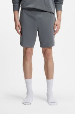 Short de v&ecirc;tements de d&eacute;tente en coton stretch &agrave; logo imprim&eacute;, Gris