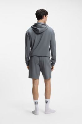Shorts de ropa de sal&oacute;n de algod&oacute;n el&aacute;stico con logo estampado, Gris