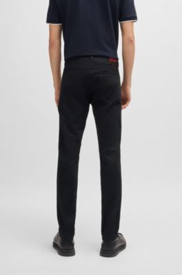 Extra-slim-fit jeans in black satin denim, Black