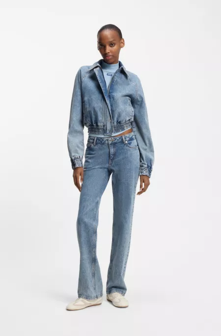 Blue-logo top in stretch cotton