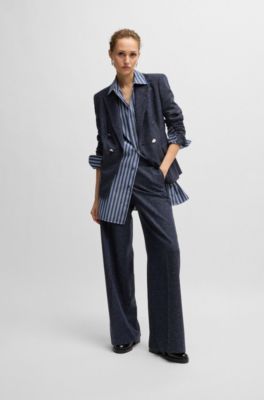 Slim-fit blouse striped cotton with monogram