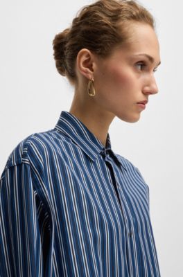 Slim-fit blouse striped cotton with monogram
