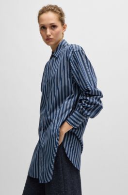 Slim-fit blouse striped cotton with monogram