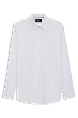 Camisa slim fit de popelín de algodón con elástico