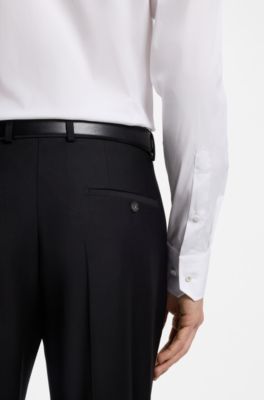 Chemise Slim en popeline stretch de coton m&eacute;lang&eacute;, Blanc