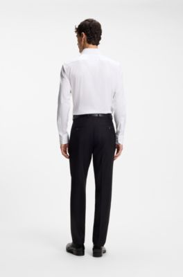 Slim-fit shirt in stretch cotton-blend poplin, White