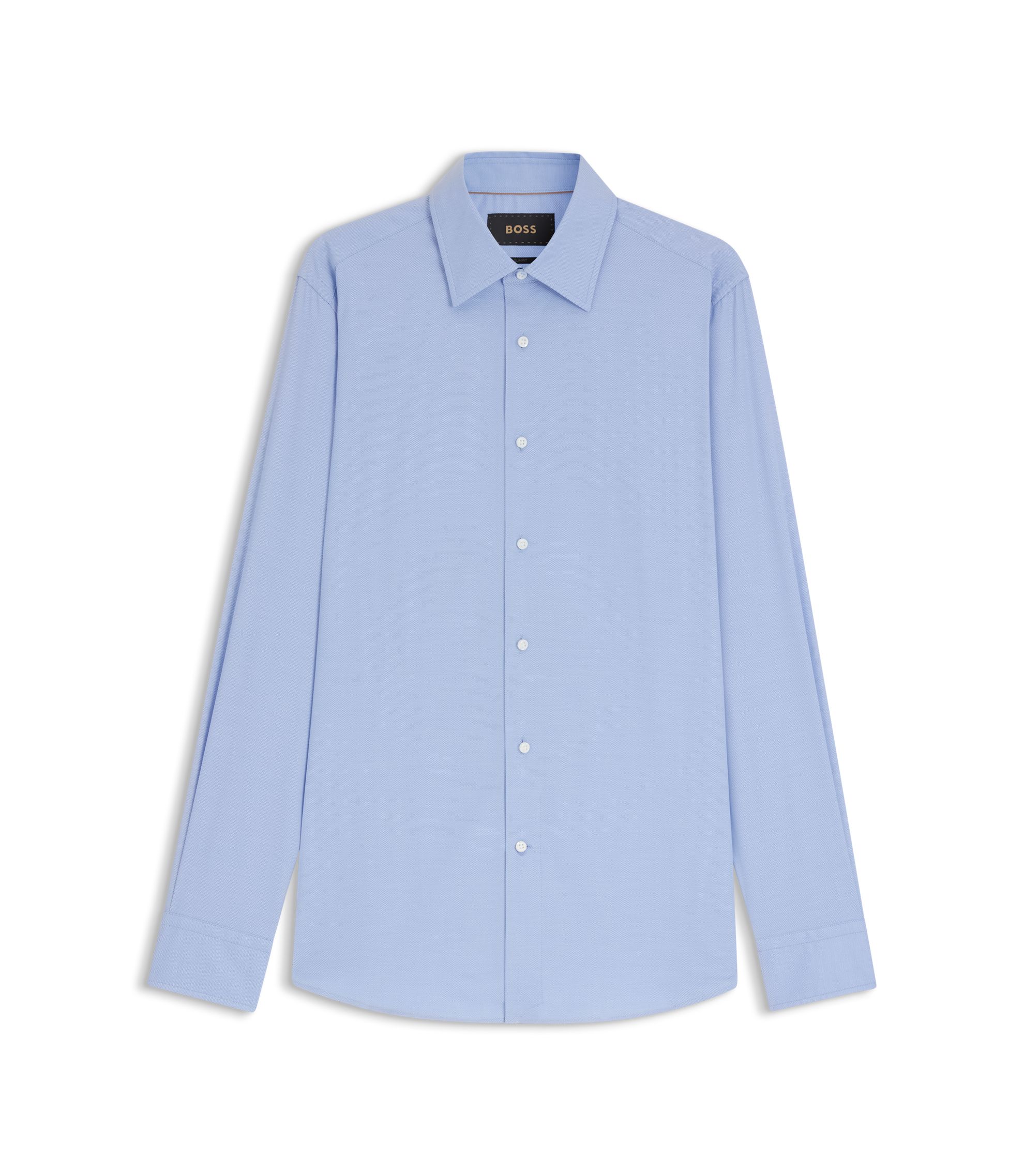 BOSS - Slim-fit shirt in stretch cotton-blend poplin - Light Blue
