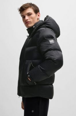 BOSS - Water-repellent puffer jacket with micro monograms - Black