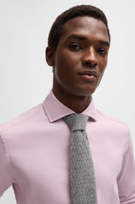 Chemise Regular en coton stretch &agrave; rayures en diagonale, Rose clair