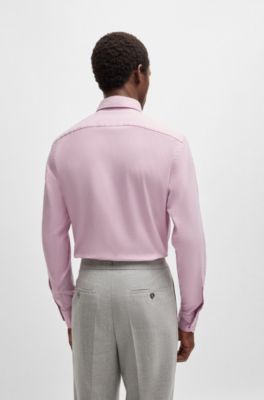 Chemise Regular en coton stretch &agrave; rayures en diagonale, Rose clair