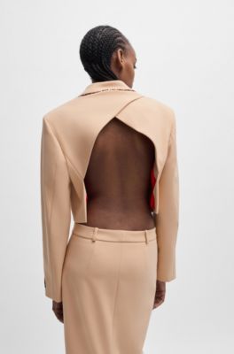 HUGO - HUGO x Les Benjamins regular-fit cropped jacket with beaded