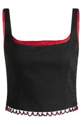 Hugo Boss Hugo X Les Benjamins Sleeveless Top With Beaded Trim In Patterned