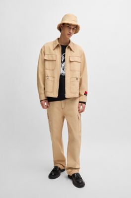 HUGO x Les Benjamins relaxed-fit jacket with all-over print, Brown