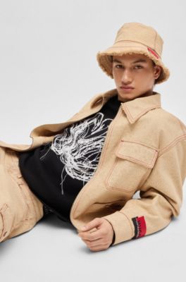 HUGO x Les Benjamins relaxed-fit jacket with all-over print, Brown