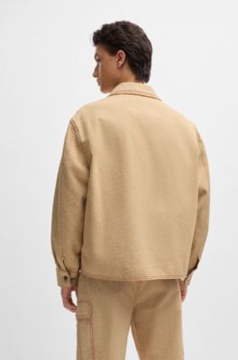 HUGO x Les Benjamins relaxed-fit jacket with all-over print, Brown