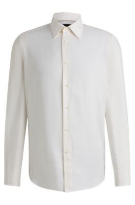 Camisa regular fit de algod&oacute;n y cashmere, Blanco