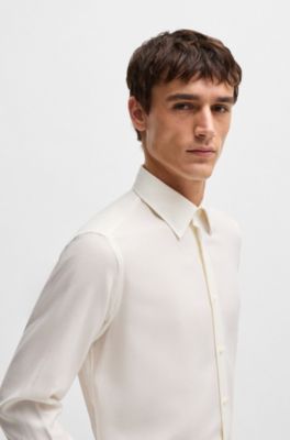 Camisa regular fit de algod&oacute;n y cashmere, Blanco