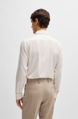 Camisa regular fit de algod&oacute;n y cashmere, Blanco