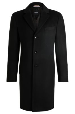 Abrigo slim fit en lana virgen y cashmere, Negro