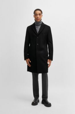 Abrigo slim fit en lana virgen y cashmere, Negro