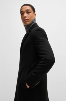 Abrigo slim fit en lana virgen y cashmere, Negro