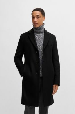 Abrigo slim fit en lana virgen y cashmere, Negro