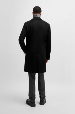 Abrigo slim fit en lana virgen y cashmere, Negro