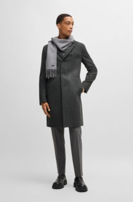 Abrigo slim fit en lana virgen y cashmere, Gris