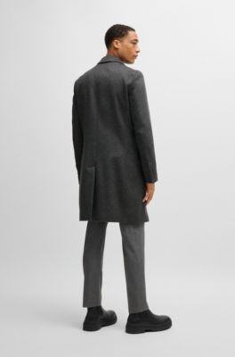 Abrigo slim fit en lana virgen y cashmere, Gris