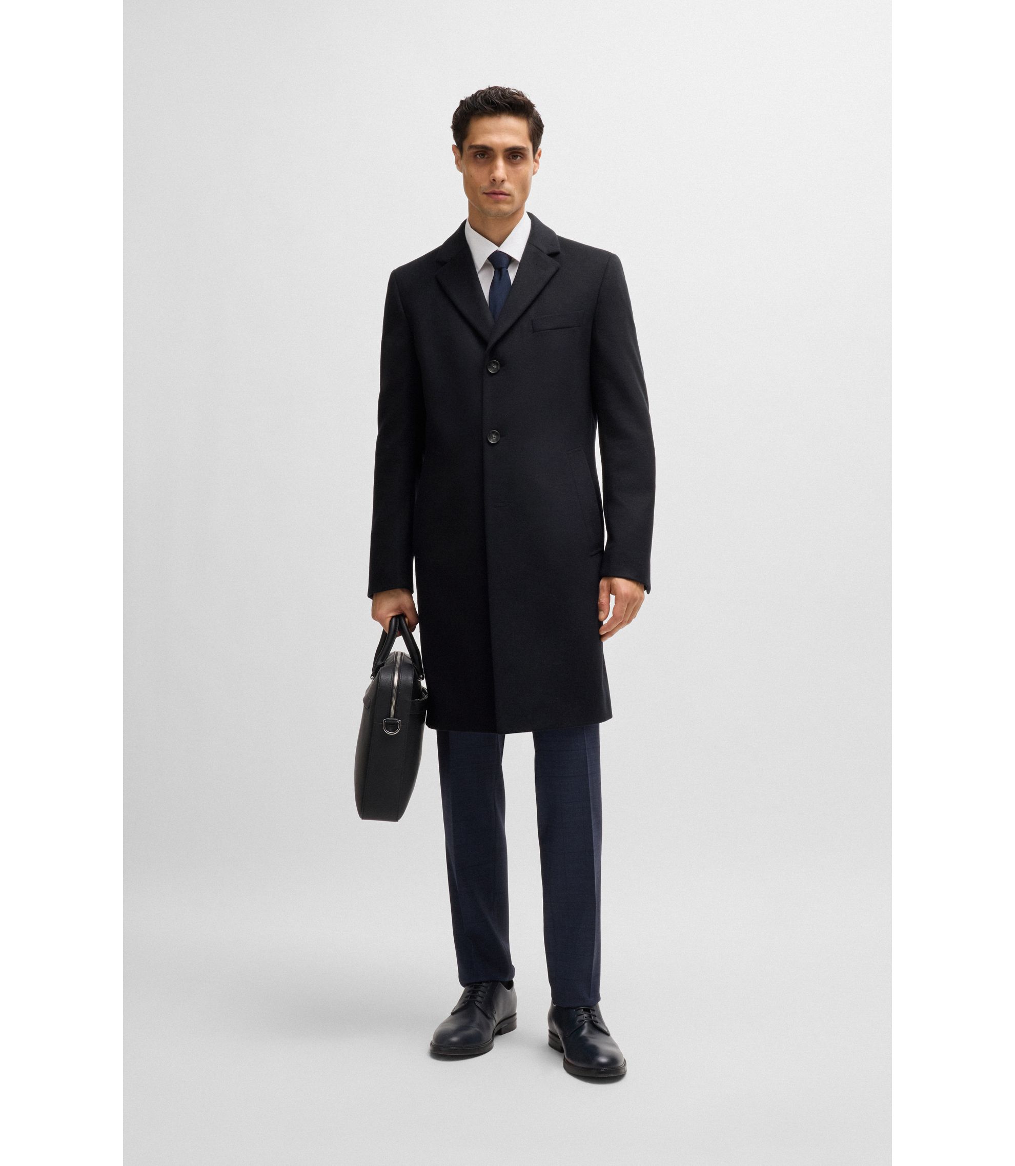 BOSS - Slim-fit coat in wool and cashmere - Dark Blue