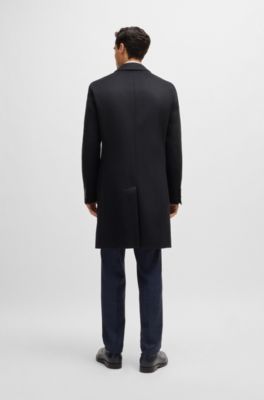 Abrigo slim fit en lana virgen y cashmere, Azul oscuro