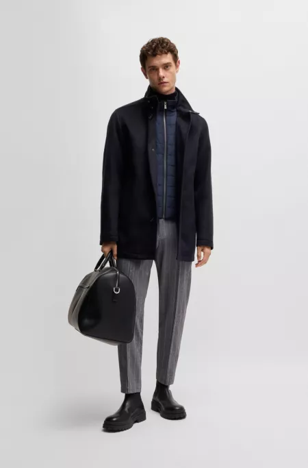 Relaxed-fit short coat in wool and cashmere