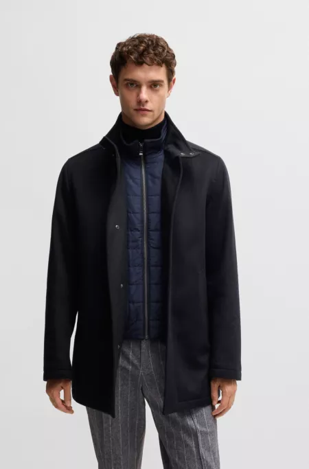 Relaxed-fit short coat in wool and cashmere