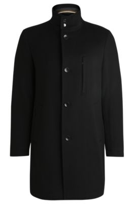 Hugo Boss Slim-fit Formal Coat In Virgin Wool And Cashmere In Black
