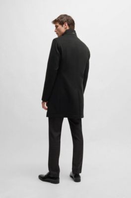 Abrigo slim fit en lana virgen y cashmere, Negro