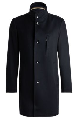 Hugo Boss Slim-fit Formal Coat In Virgin Wool And Cashmere In Dark Blue
