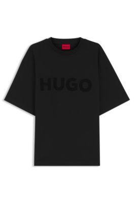 Camiseta oversize fit de algod&oacute;n con logo reflectante, Negro