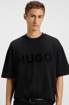 Camiseta de punto de algod&oacute;n con logo reflectante, Negro