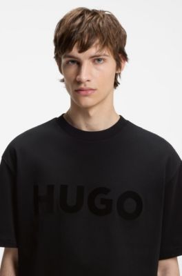 Camiseta de punto de algod&oacute;n con logo reflectante, Negro