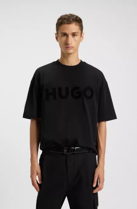 Oversized-fit T-shirt in cotton with reflective logo
