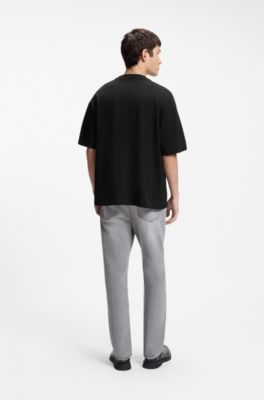 Cotton-jersey T-shirt with reflective logo, Black