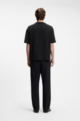 Camiseta de punto de algod&oacute;n con logo reflectante, Negro