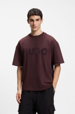 Camiseta oversize fit de algod&oacute;n con logo reflectante, Marr&oacute;n claro