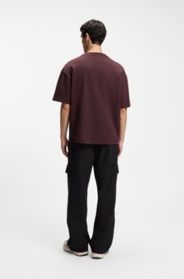 T-shirt oversize en coton &agrave; logo r&eacute;fl&eacute;chissant, Brun chin&eacute;