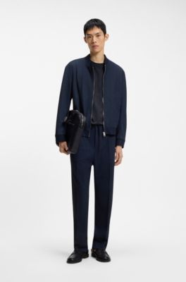 Cotton-jersey T-shirt with reflective logo, Dark Blue