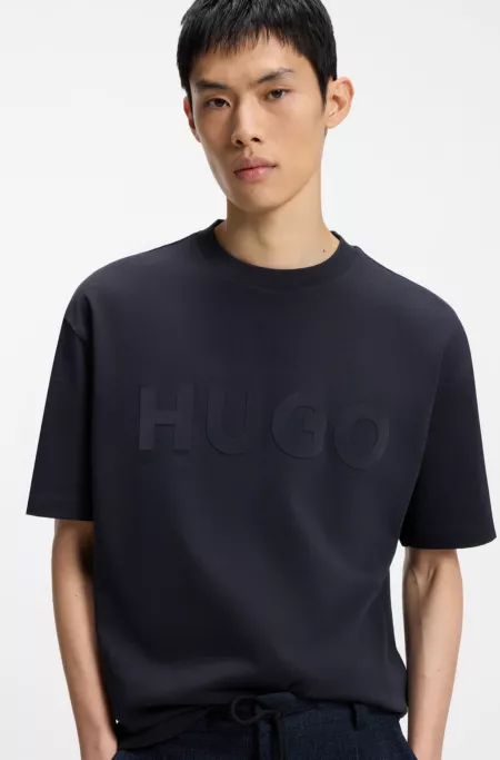 Cotton-jersey T-shirt with reflective logo