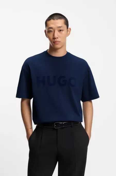Oversized-fit T-shirt in cotton with reflective logo