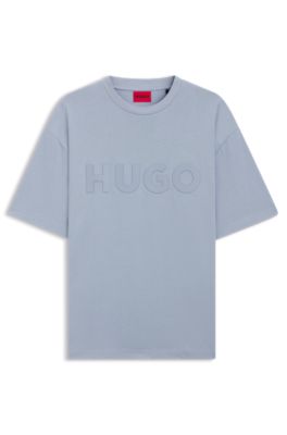 Oversized-fit cotton T-shirt with reflective logo, Purple